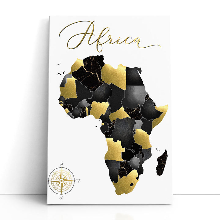Black and white abstract art with African map