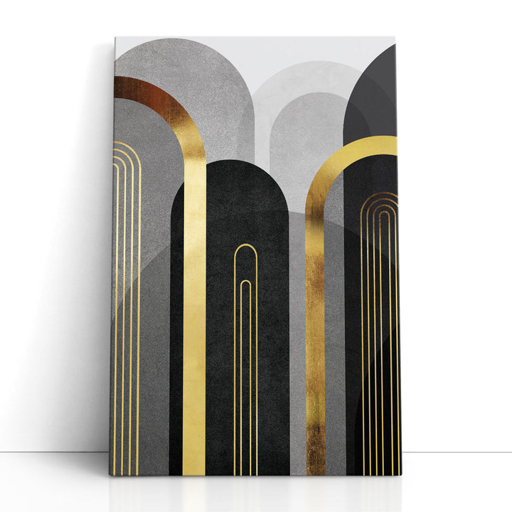 Black and gold framed wall art detail