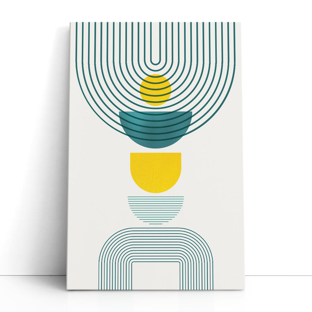 Teal Abstract Art – bold geometric design with teal and yellow accents