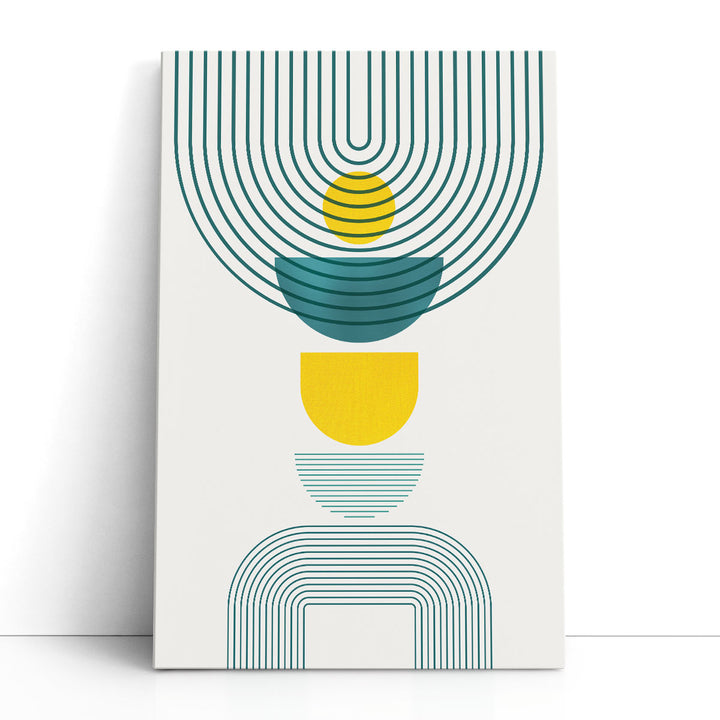 Teal Abstract Art – bold geometric design with teal and yellow accents