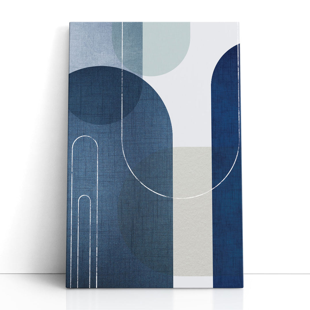 Blue Minimalist Art Prints – clean abstract shapes in blue and beige