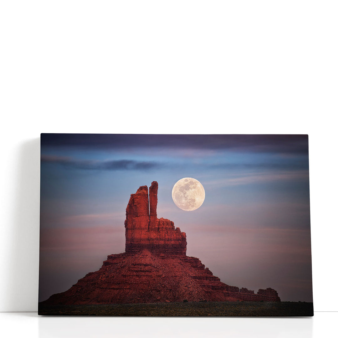 Moonrise Over Monument Valley - Canvas Print Wall Art