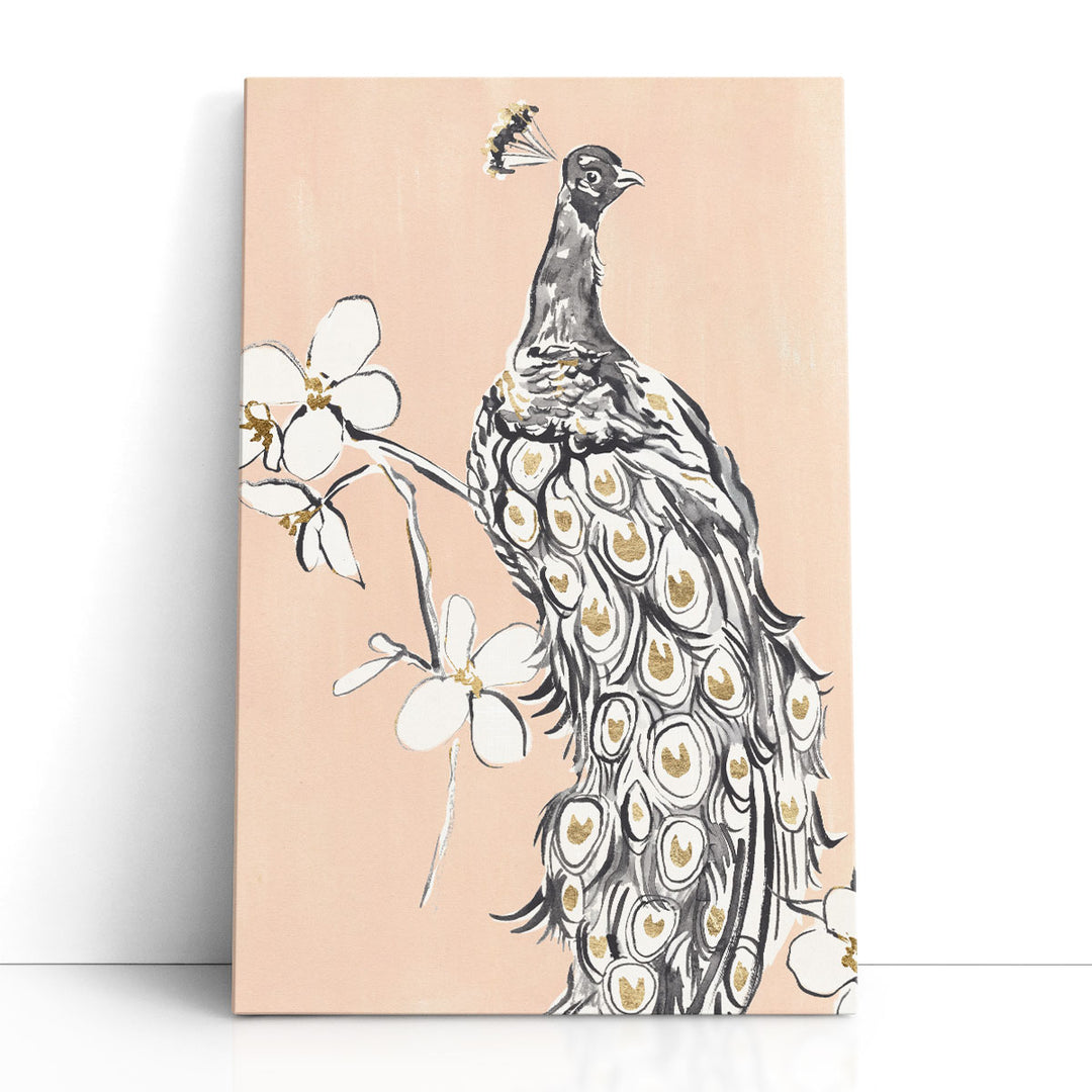 Peacock in Gold I - Canvas Print Wall Art