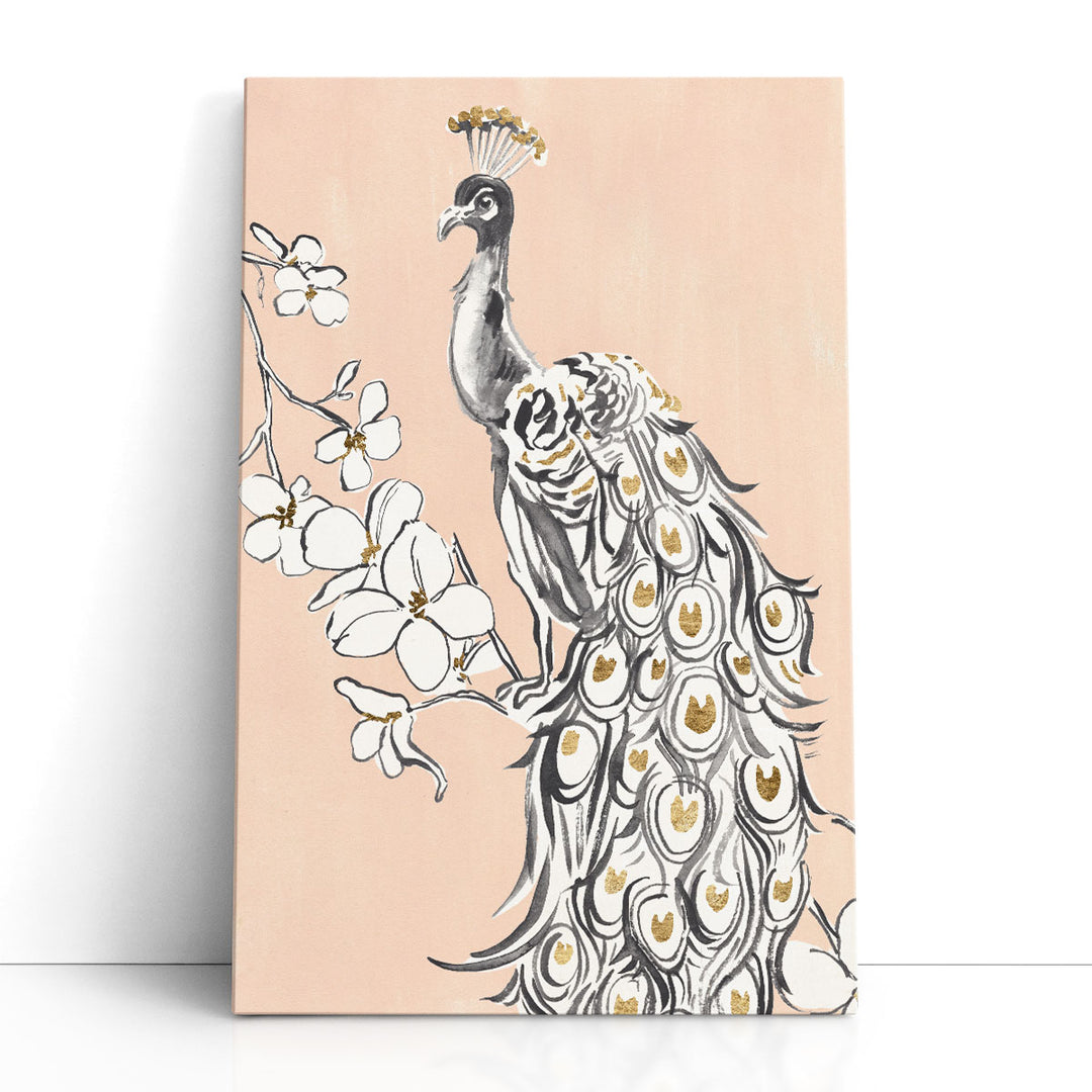 Peacock in Gold II - Canvas Print Wall Art