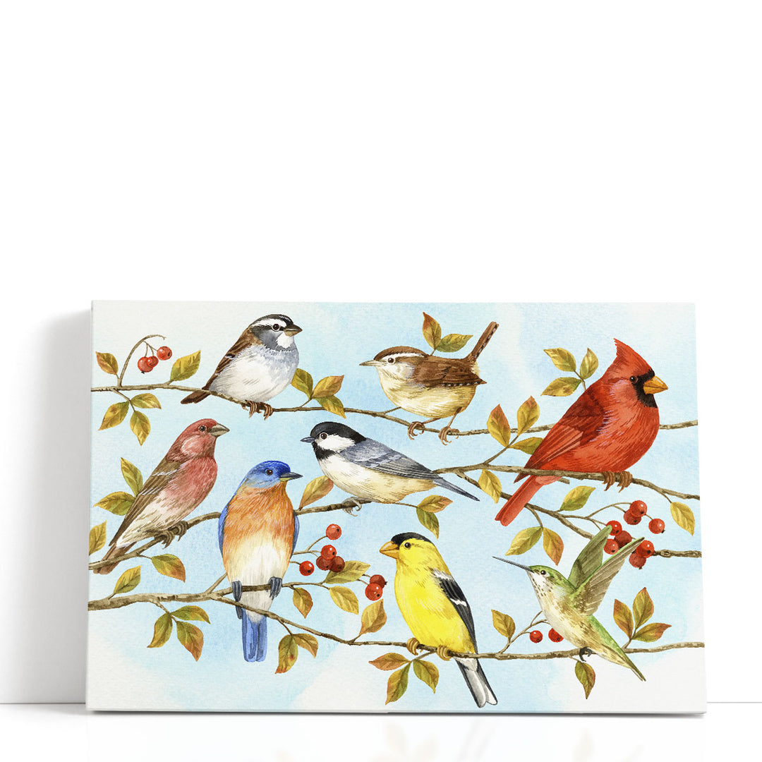 Birds and Berries V - Canvas Print Wall Art
