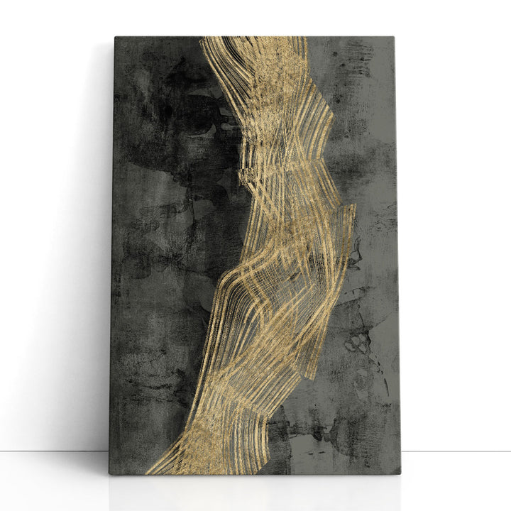Grey abstract art with golden texture