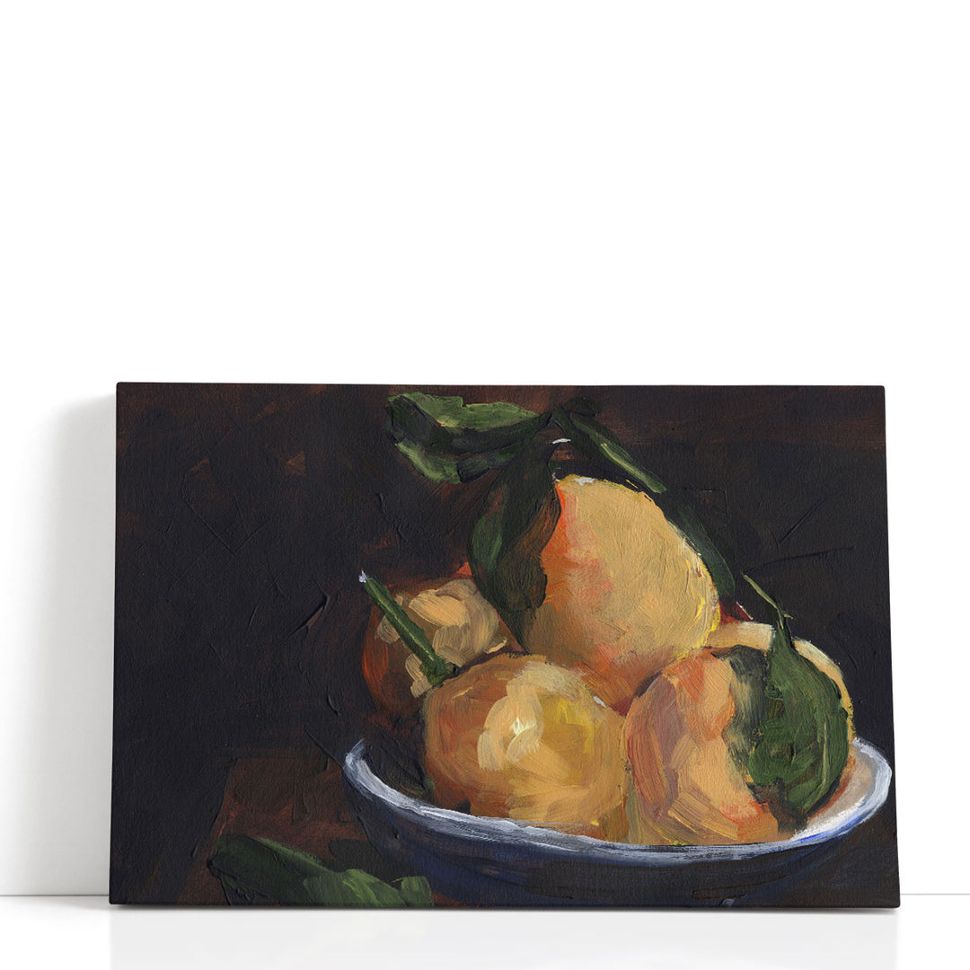 fruit wall art – sunlit fruits in bowl
