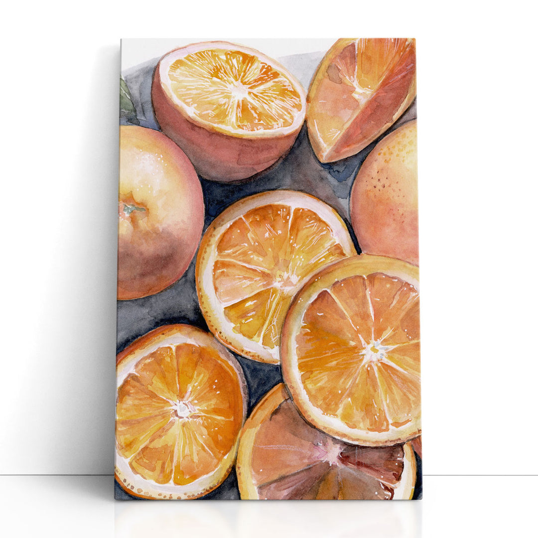 orange artwork – delicate watercolor fruit