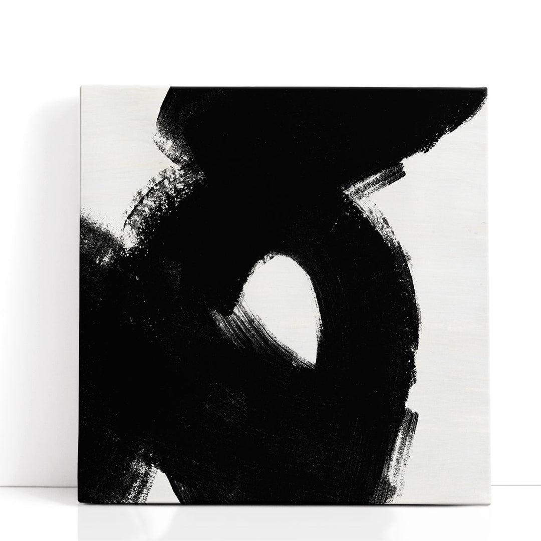 Block Brushwork IV Black and White - Canvas Print Wall Art