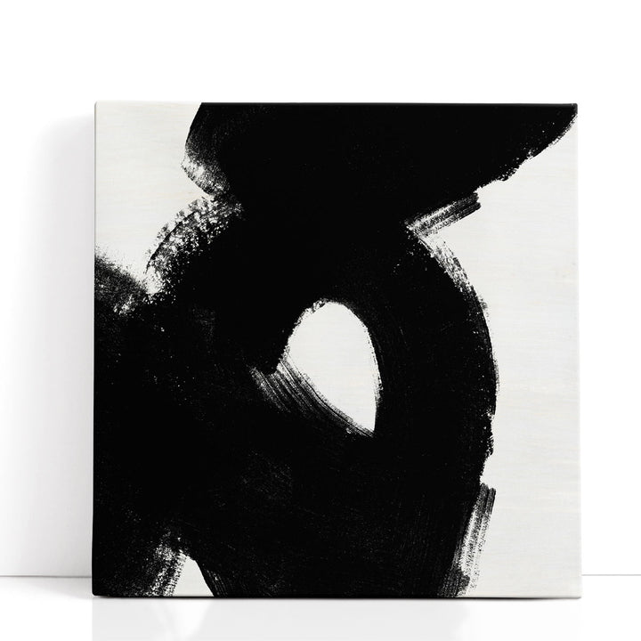 Block Brushwork IV Black and White - Canvas Print Wall Art