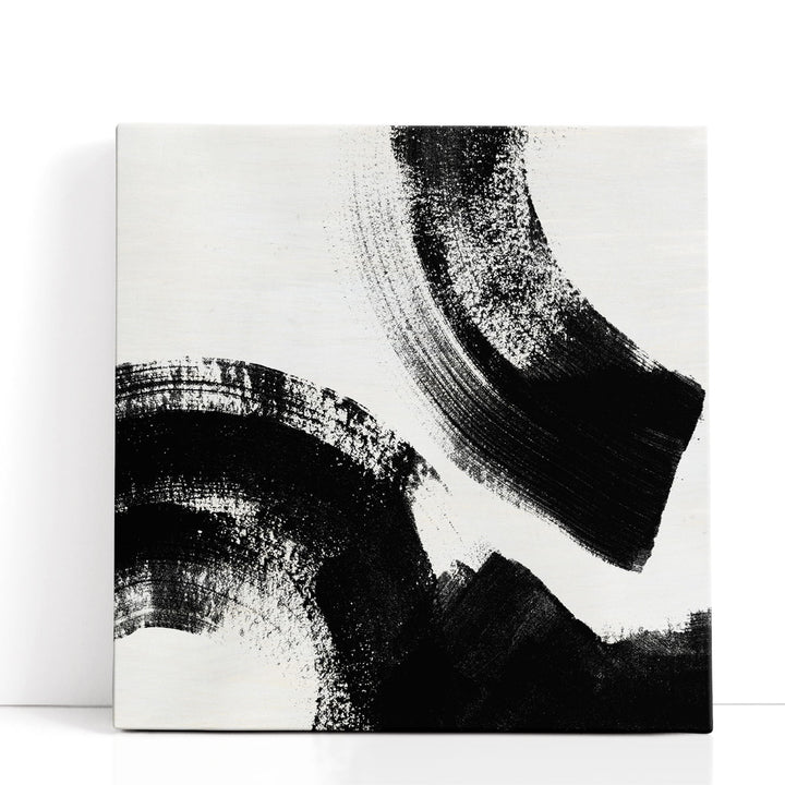 Block Brushwork VI Black and White - Canvas Print Wall Art