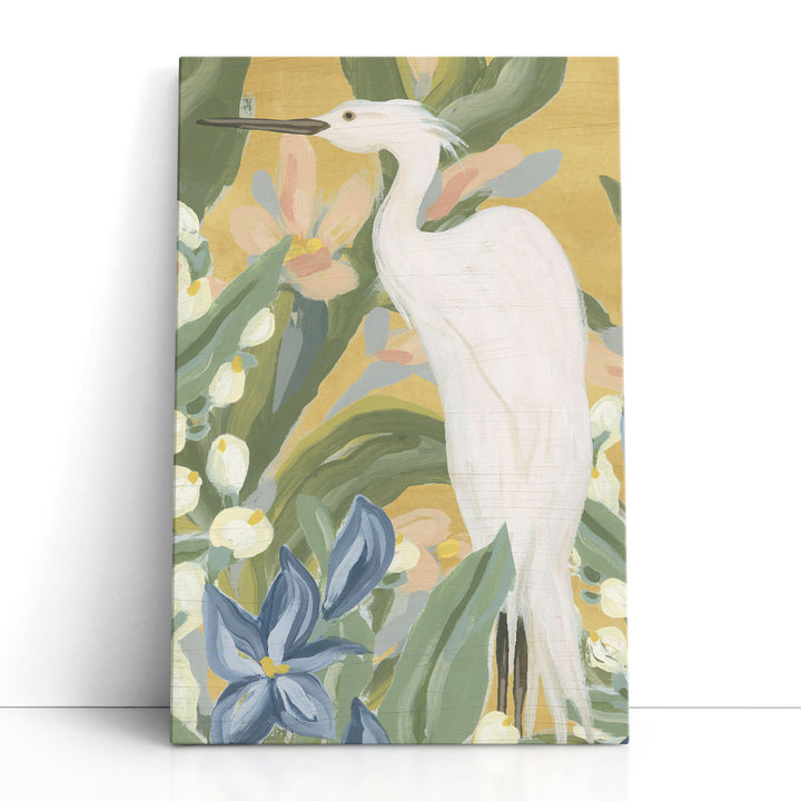 Floral Egret I - Canvas Print Wall Art