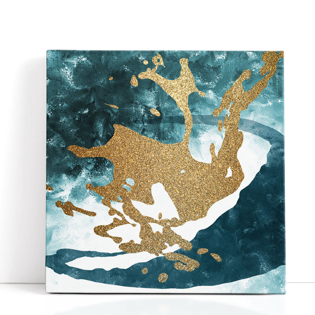 abstract artwork dynamic teal brushstrokes on canvas