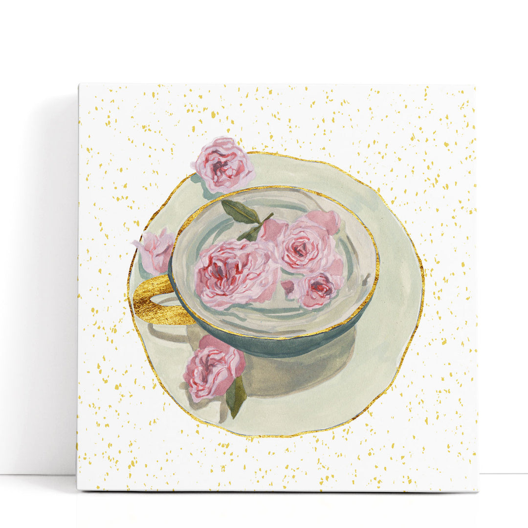floral artwork – tea cup with pink blossoms
