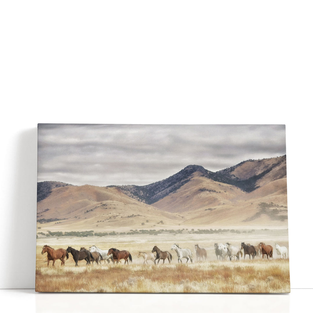 Running horses wall art in motion