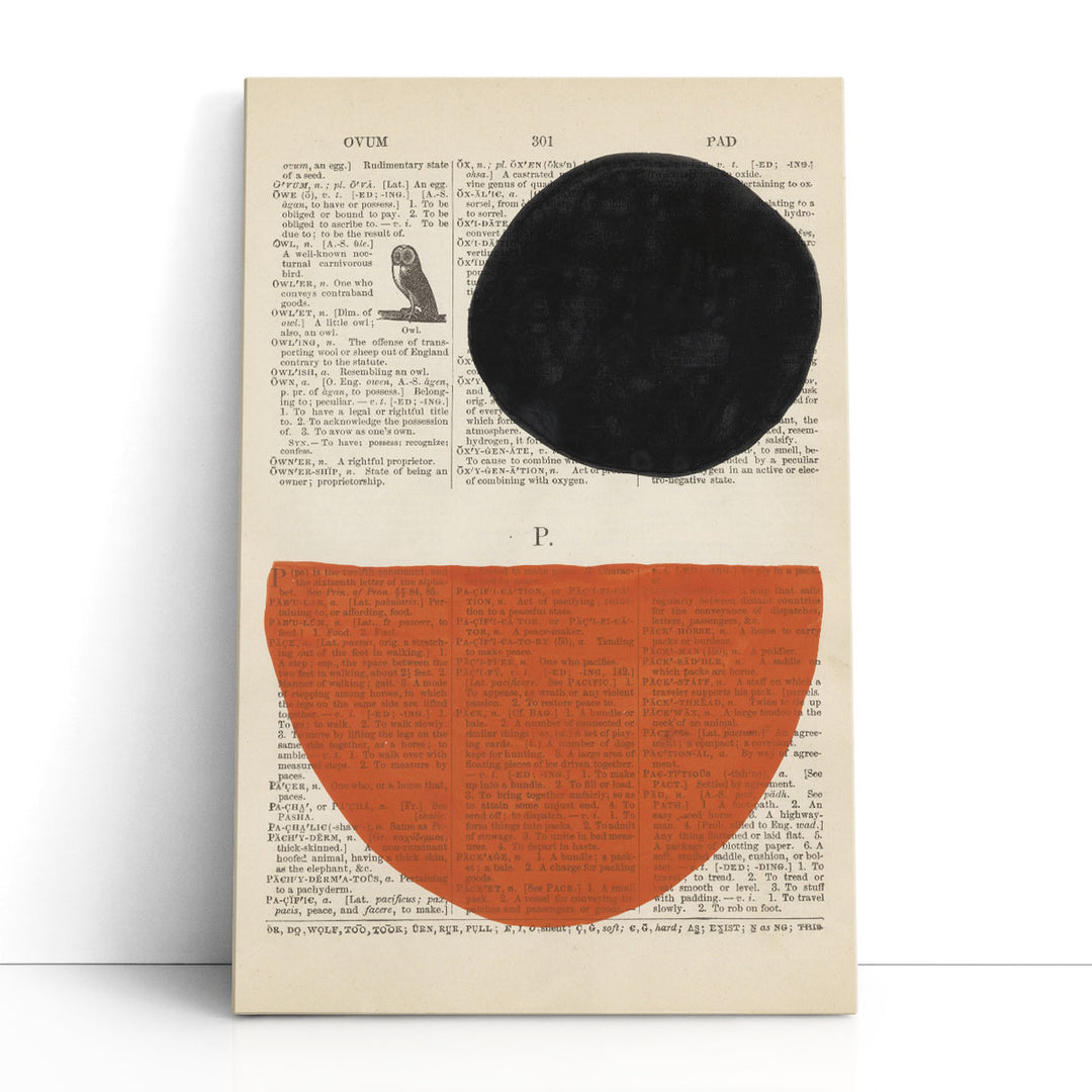 Abstract artwork with black and orange shapes