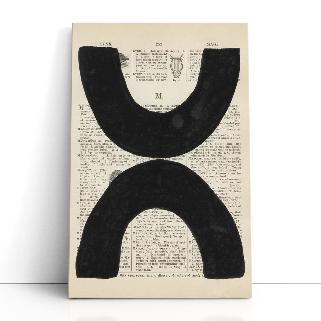 Bold typography wall art with mirrored shapes