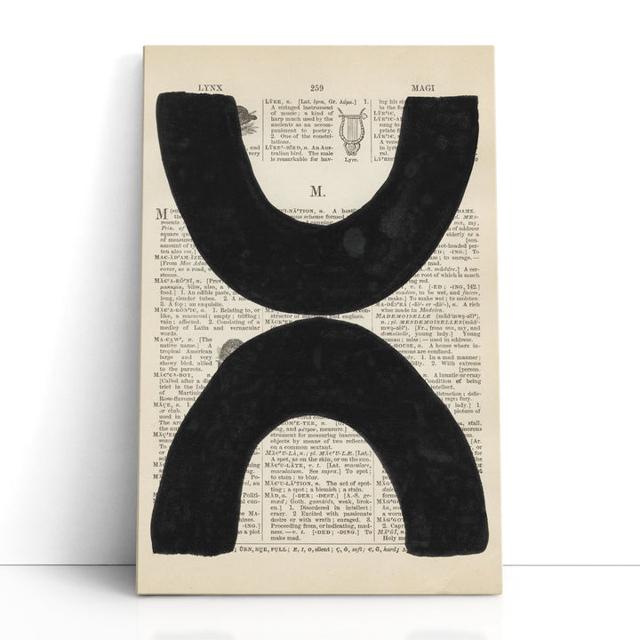 Bold typography wall art with mirrored shapes