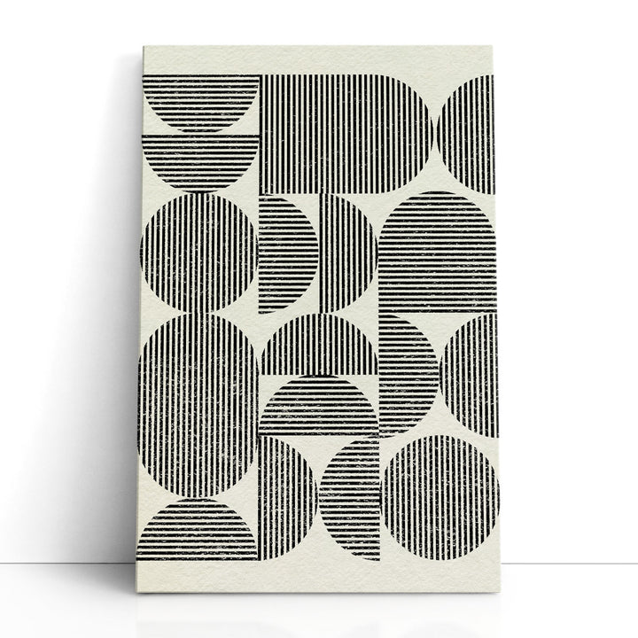 Abstract canvas art with geometric black lines