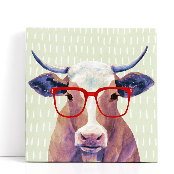 Bespectacled Bovine I - Canvas Print Wall Art