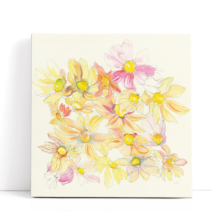 Pastel Garden Daisies - Canvas Print Wall Art