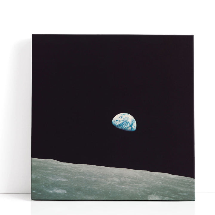 First Earth Rise Black and White - Canvas Print Wall Art