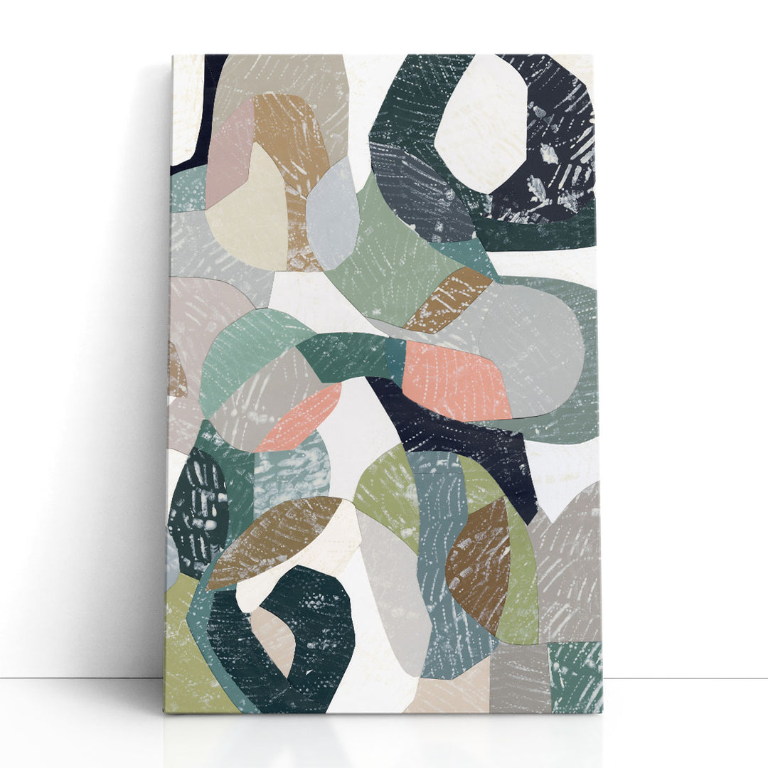 Textured wall art with pastel abstract shapes