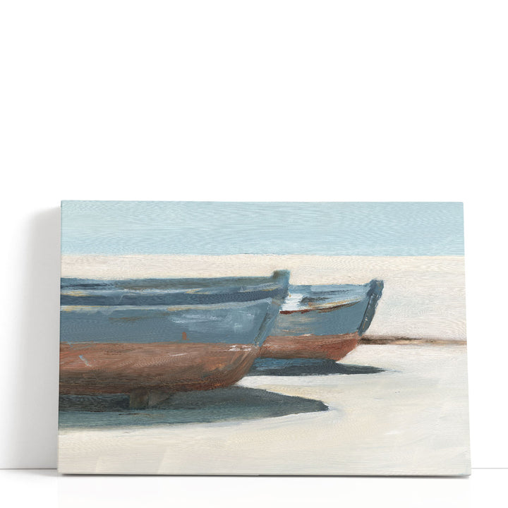 Beached Blue Boats I - Canvas Print Wall Art