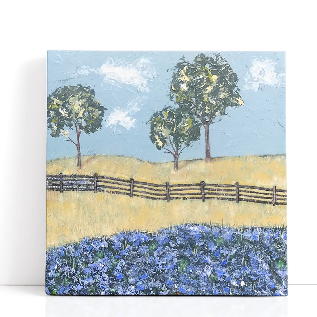 Green tree artwork with abstract landscape design
