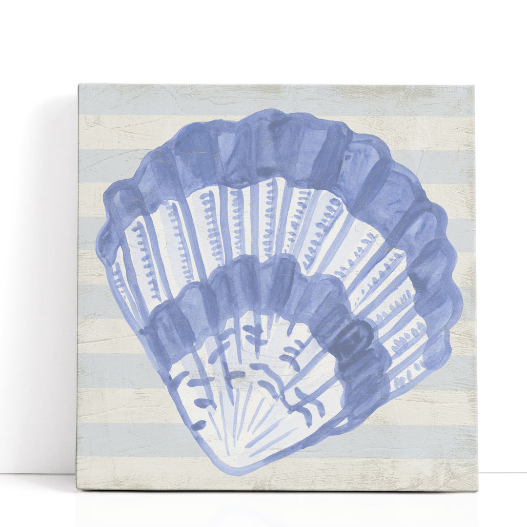 Blue Shell on Stripes II - Canvas Print Wall Art