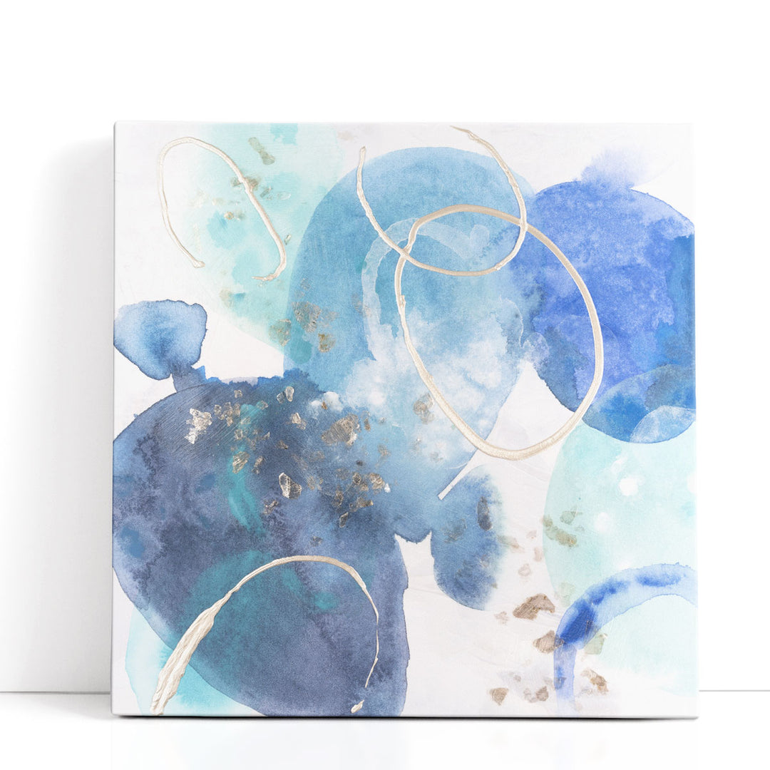 Blue abstract canvas art bold cerulean strokes