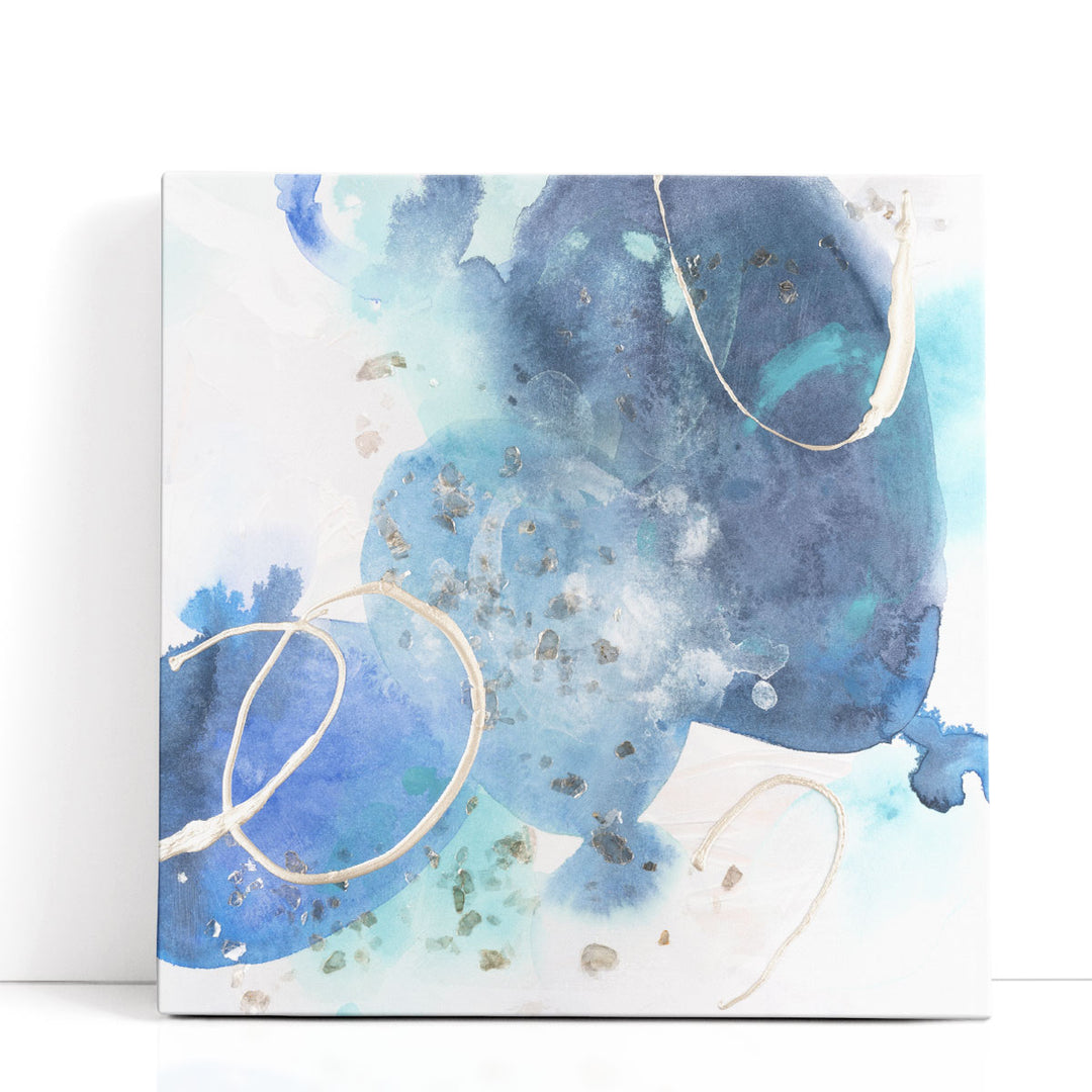 Blue stone wall decor watercolor wash