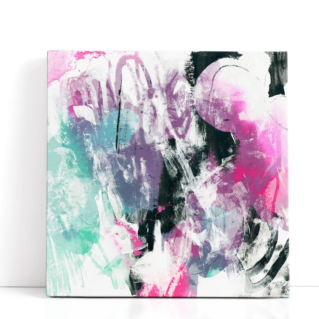 Action Abstract Canvas Painting – bold strokes in purple and white