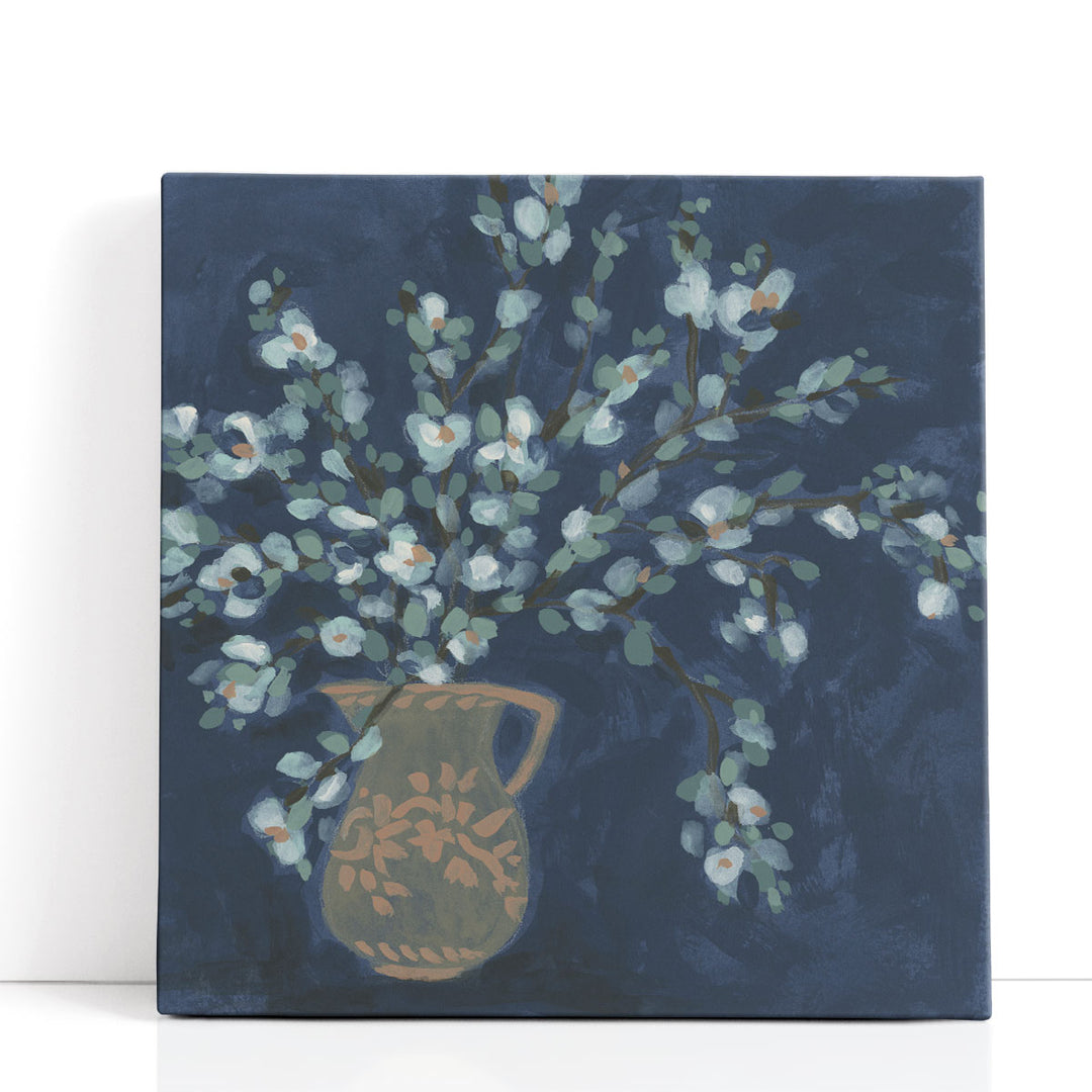 Midnight Indigo Blooms II - Canvas Print Wall Art