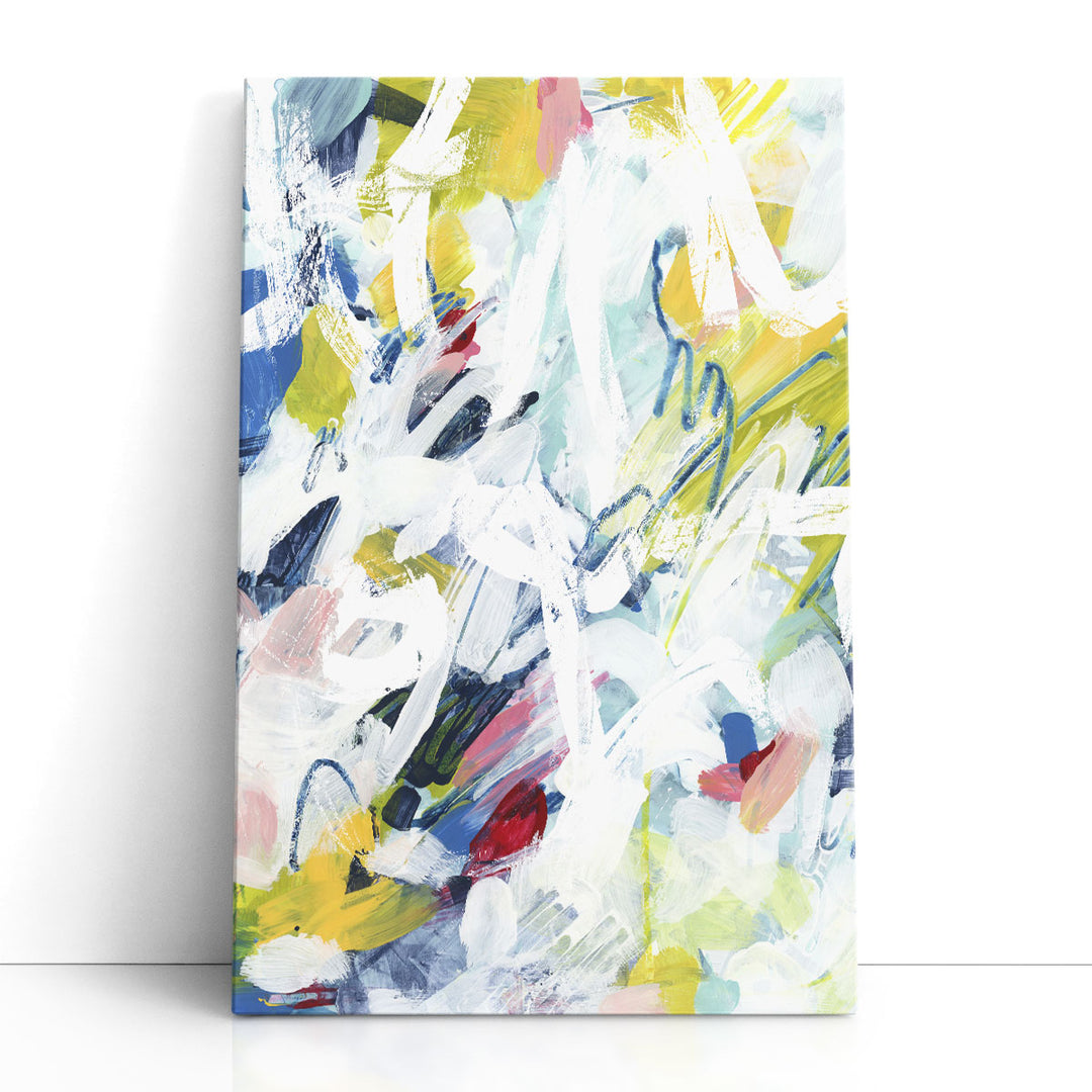 Action Abstract Wall Painting – bold strokes in green and neutral tones