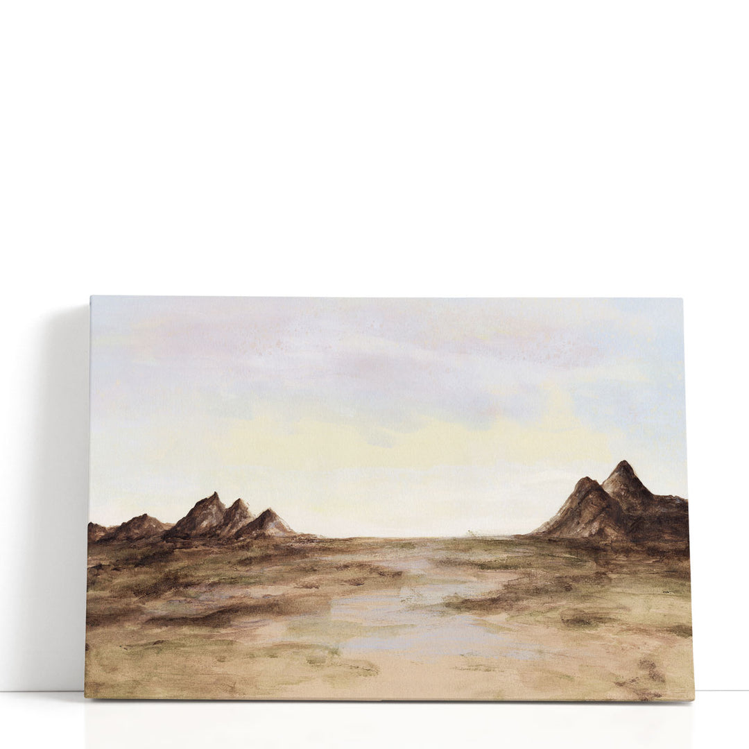 Brown landscape art prints with soft hills
