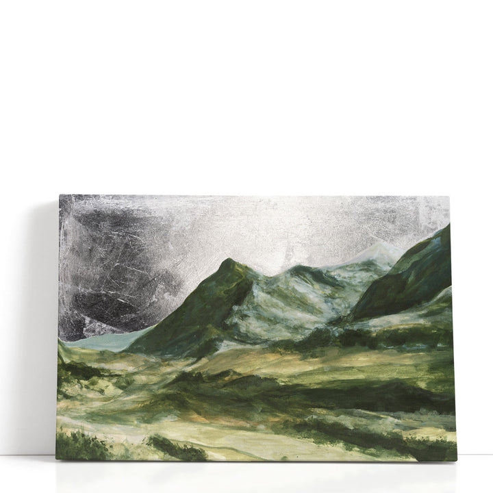 Silver wall decor with mountain design