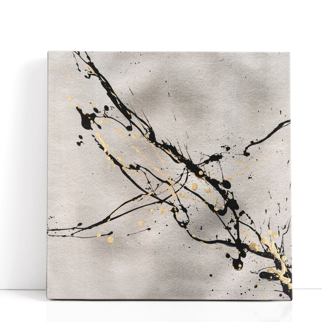 Neutral abstract wall art with gold accents