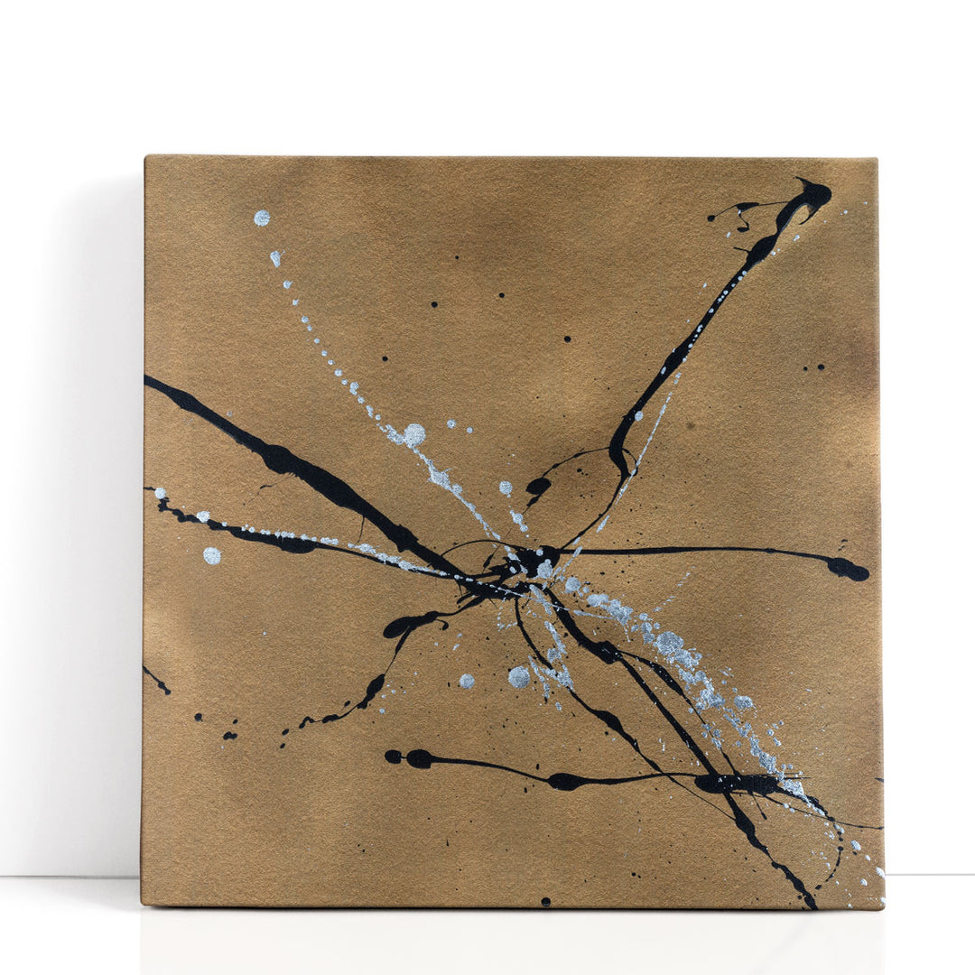 Brown framed abstract wall art ink splash design