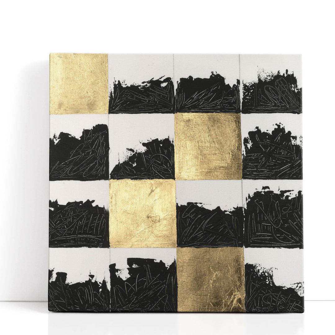 Black and white abstract squares in bold layout