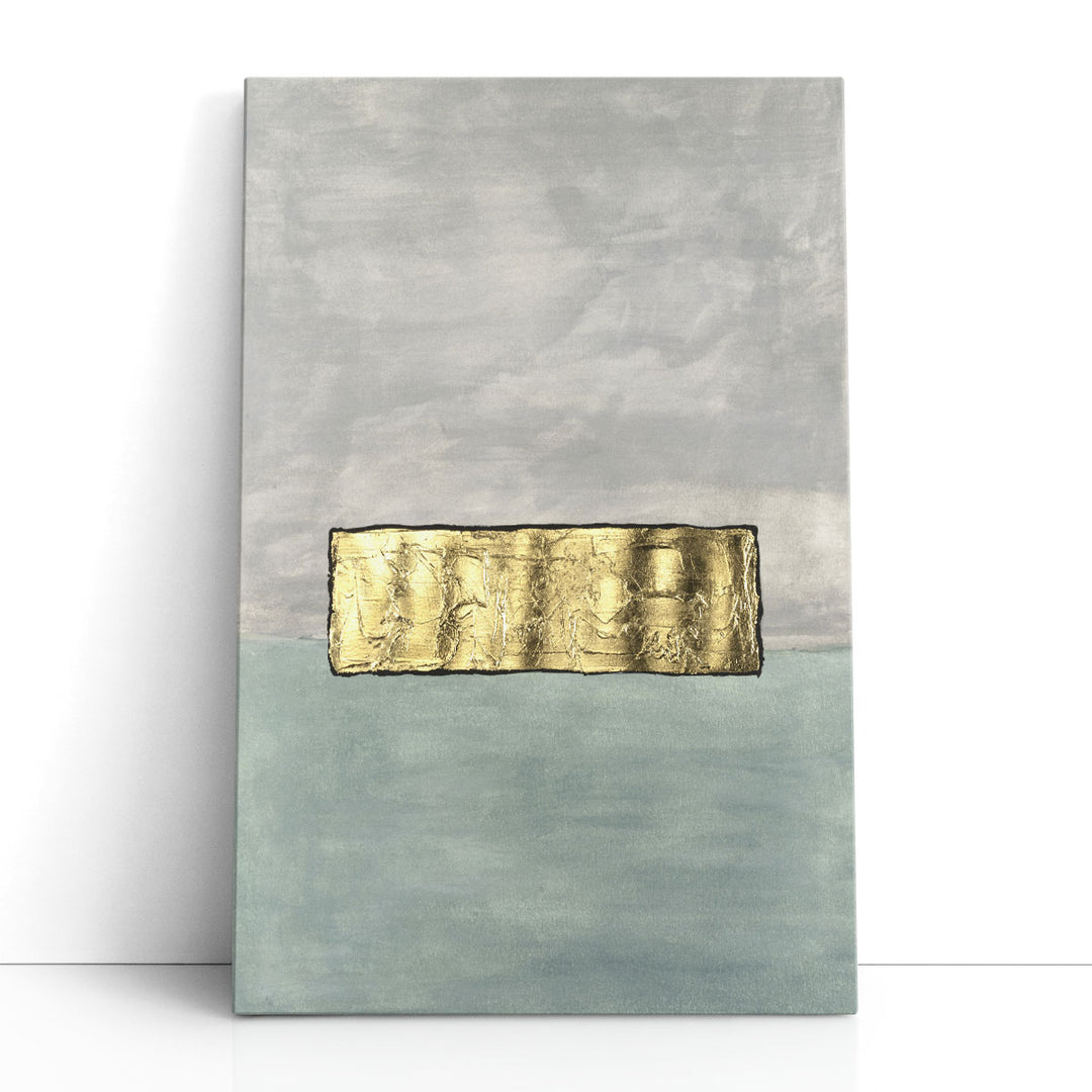 Abstract neutral wall art with gold on grey