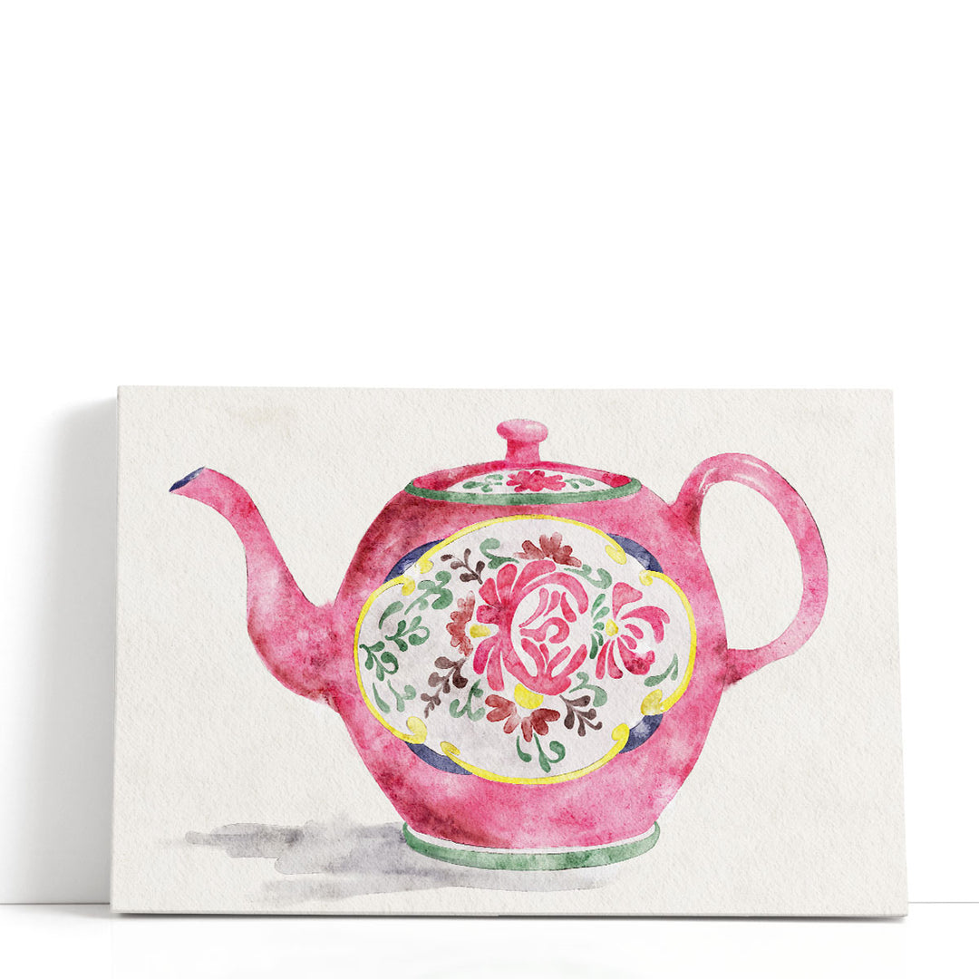 pink wall art – playful teapot illustration