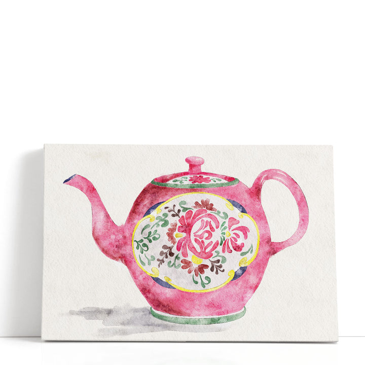 pink wall art – playful teapot illustration
