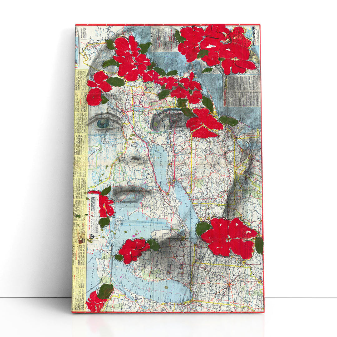 Abstract Face Wall Art stylized red silhouette