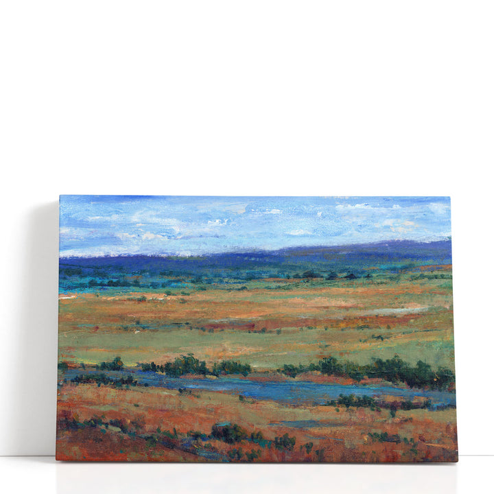 Abstract wall decor with neutral and blue tones