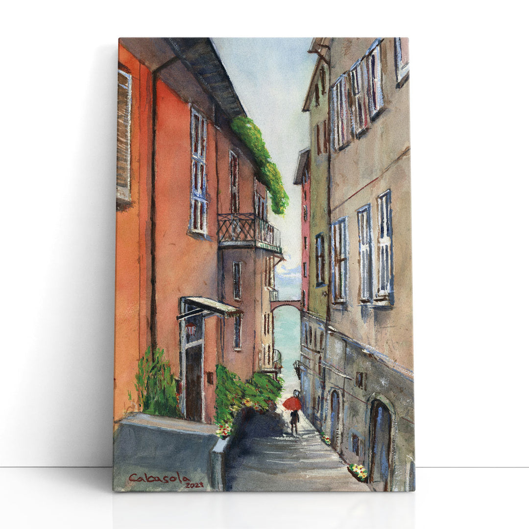 Street View Of Lake Como - Canvas Print Wall Art