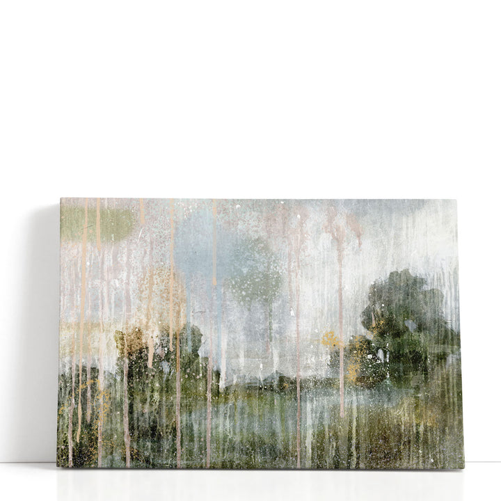 Landscape canvas art with abstract green elements