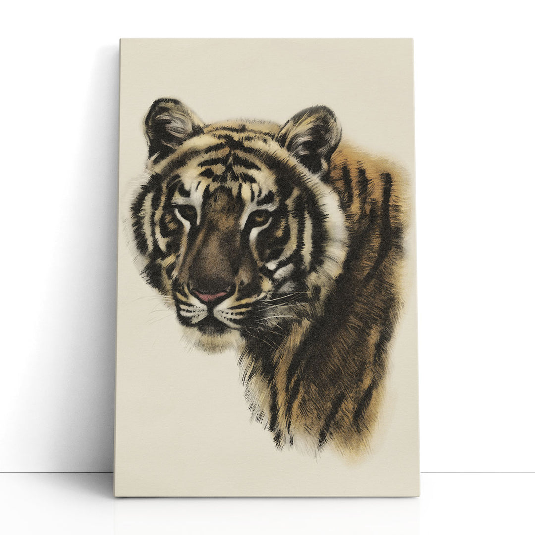 Antique Tiger Portrait II - Canvas Print Wall Art