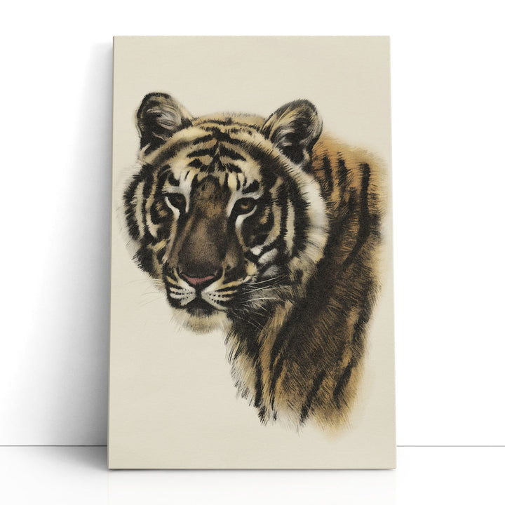 Antique Tiger Portrait II - Canvas Print Wall Art