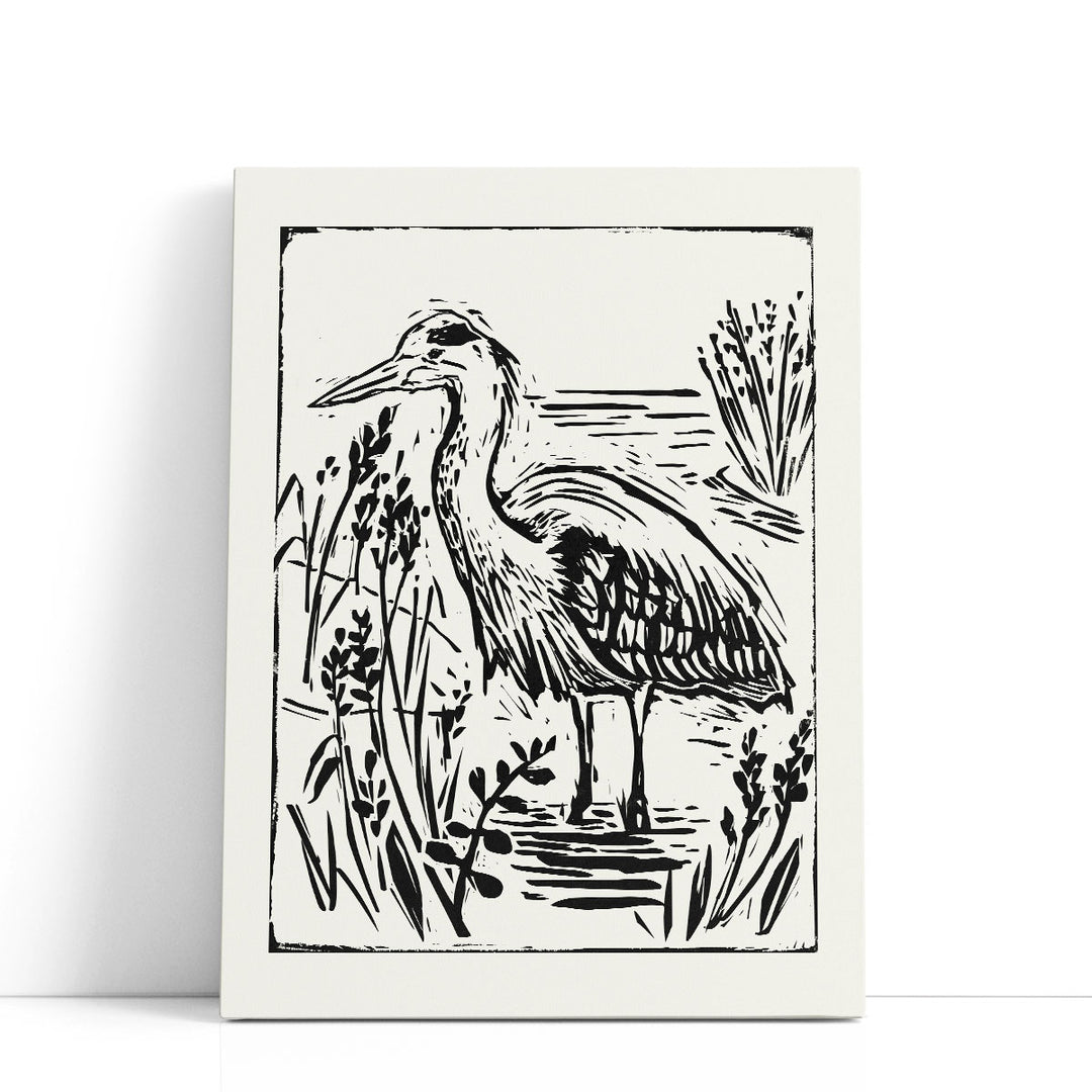 Linocut Style Seabird I - Canvas Print Wall Art